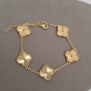 Gold filled double sided four leafs five flowers bracelet